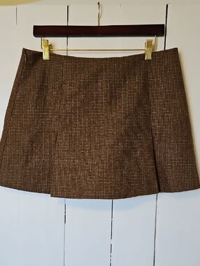 Astr Brown Tweed Mini Skirt